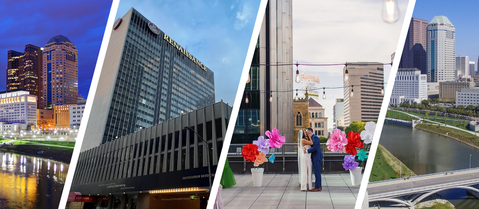 4 images showing the Renaissance Hotel in downtown Columbus Ohio